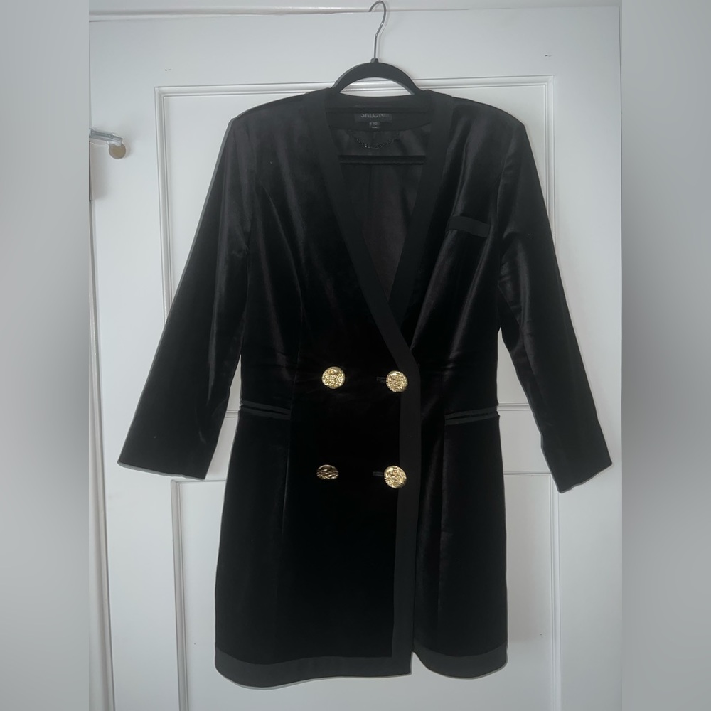 Saloni Bree Black Velvet Mini Dress